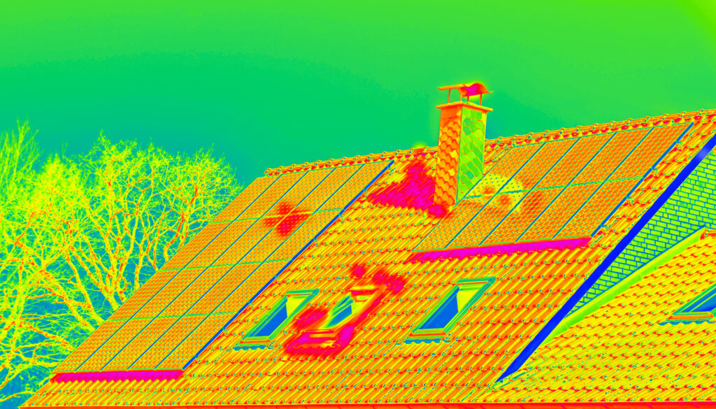 Avoid thermal bridges – thermographic image of a house.